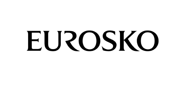 Logo: Eurosko skrevet med svart tekst på hvit bakgrunn.