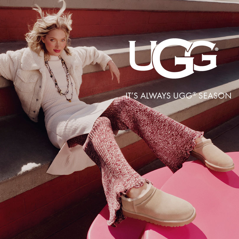 Bilde av dame i UGG med beige korte støvler i klassisk stil